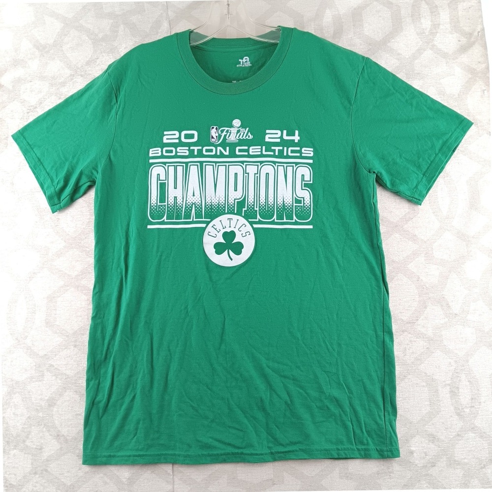 Kids Boston Celtics 2024‎ NBA Finals Champions Green T Shirt Size XL